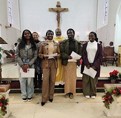 The Winners with Fr. Daniel and Anna (Coordinator)