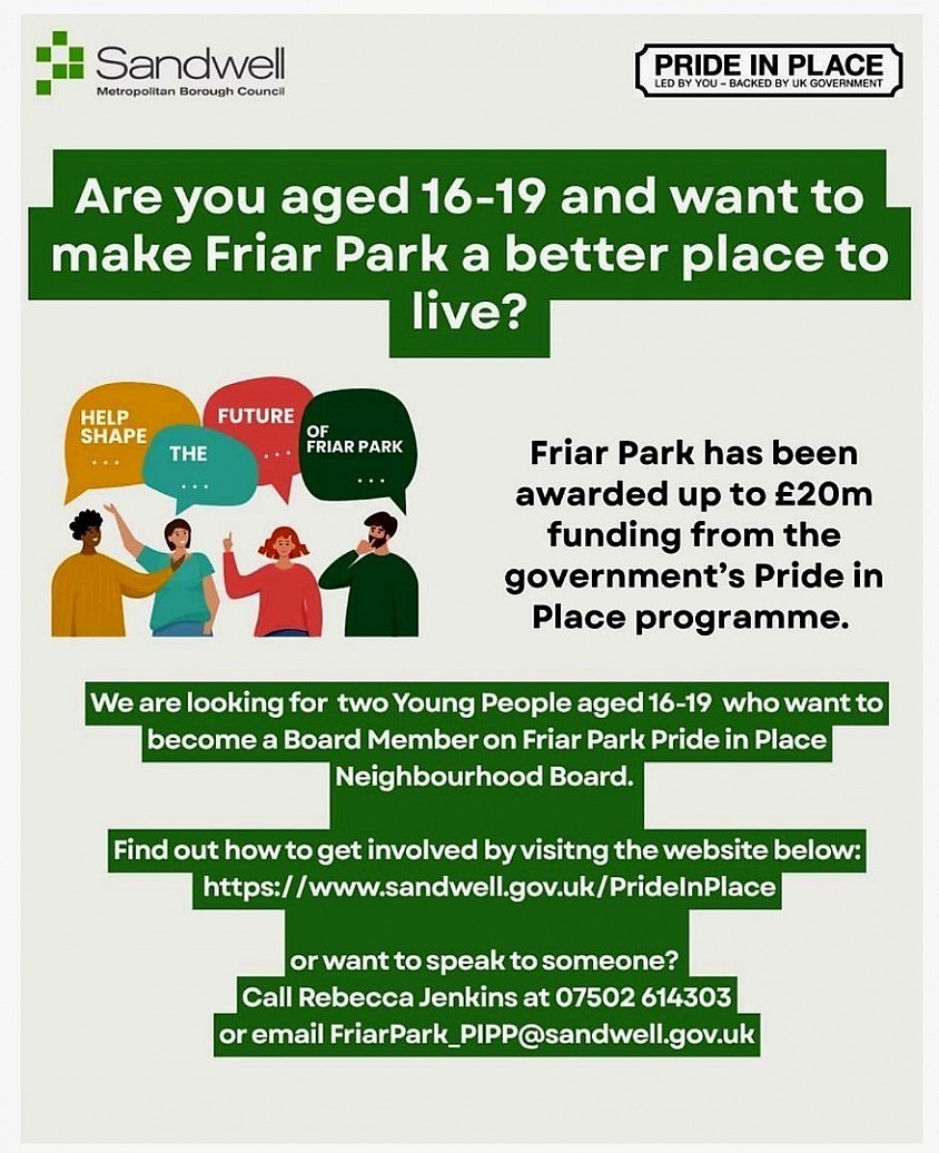 Sandwell Council is calling for young board members to improve our parks around our borough. Opportunity knocks to open new doors